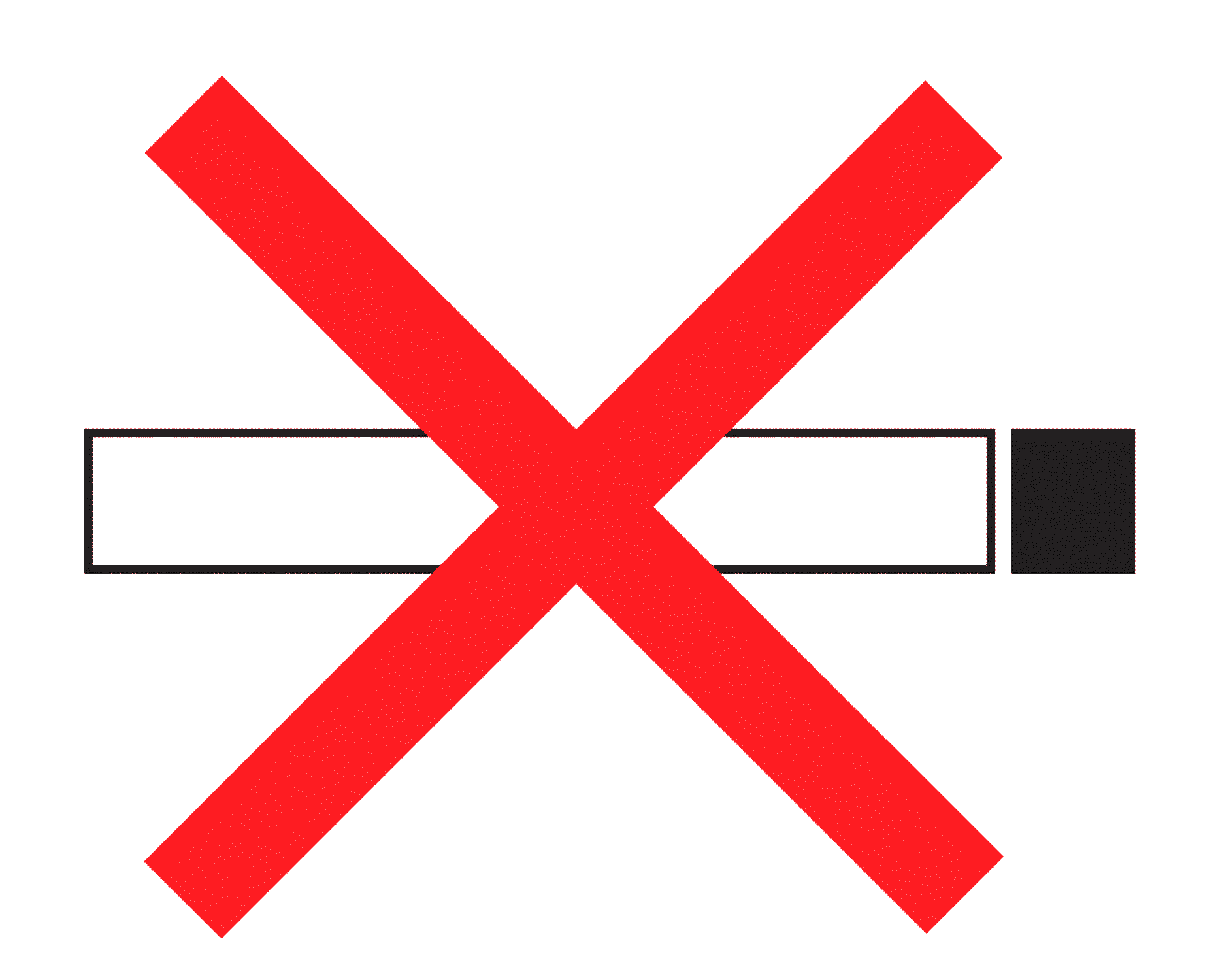 Affiche d'une cigarette barrée par une croix rouge, sur fond blan, sans inscription.