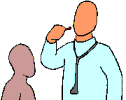 Dessin animé d'une auscultation chez un toubib. Commentaire Tobacostop : La science du lancer de crachat, chez les fumeurs, ça se transforme en mol art...