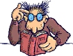 Dessin animé d'un étudiant à lunettes qui lit en se grattant la tête. Commentaire Tobacostop : Perdre son examen à cause des cigarettes c'est vache, c'est pourquoi il y a dépit...