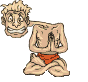Dessin animé d'un jeune faisant du yoga en slip. Commentaire Tobacostop : Les jeunes qui veulent faire de l'effet avec leur cigarette, font autant impression que s'ils avaient l'effet sans l'air...
